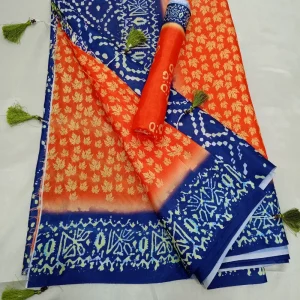 Silk Batik Screen Print Saree